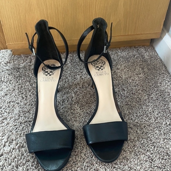 Vince Camuto Black Ankle Strap Open Toe High Heels-Women Sz 9 - Picture 1 of 6
